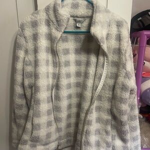 Croft & Barrow Gray and White Teddy Jacket